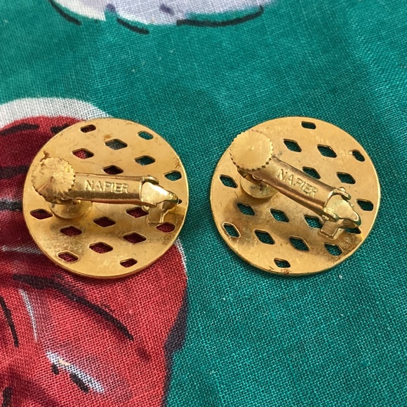 Napier Gold ToneScrew Earrings - Picture 2 of 3